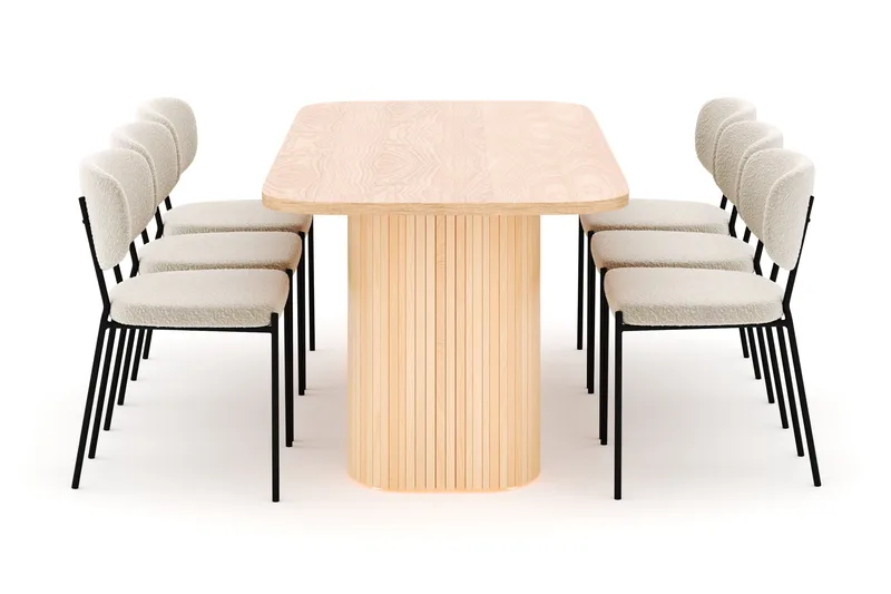 Kopparbo Matbord 200 cm med 6 Gemmiano Stolar - Natur - Möbler - Bord & matgrupper - Matgrupper