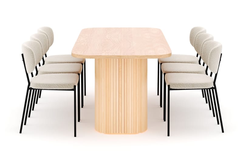 Kopparbo Matbord 200 cm med 6 Gemmiano Stolar - Natur - Möbler - Bord & matgrupper - Matgrupper