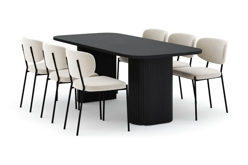 Kopparbo Matbord 200 cm med 6 Gemmiano Stolar, Svart