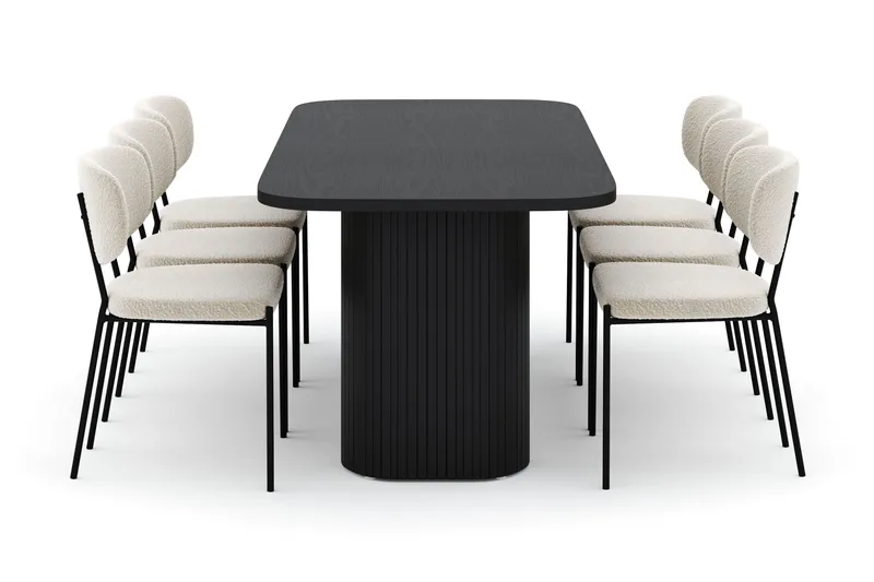 Kopparbo Matbord 200 cm med 6 Gemmiano Stolar - Svart - Möbler - Bord & matgrupper - Matgrupper