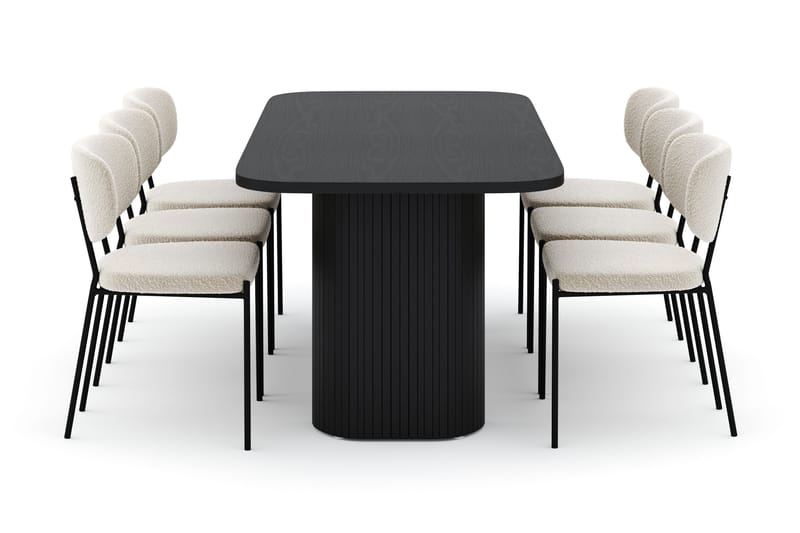 Kopparbo Matbord 200 cm med 6 Gemmiano Stolar - Svart - Möbler - Bord & matgrupper - Matgrupper