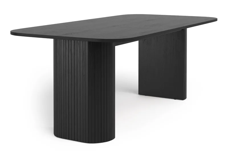 Kopparbo Matbord 200 cm med 6 Lucy Matstolar - Svart / Vit Bouclé / Metallben Svart - Möbler - Bord & matgrupper - Matgrupper