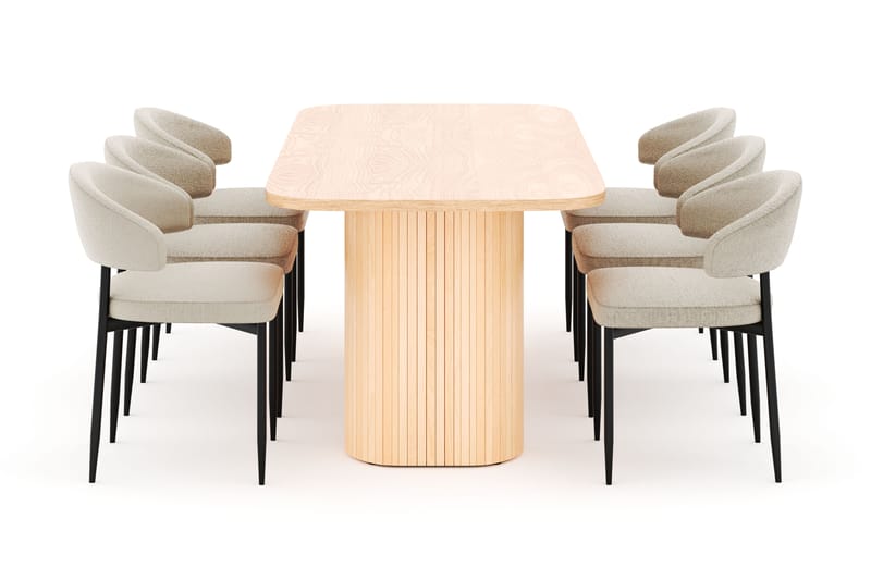 Kopparbo Matbord 200 cm med 6 Sawako Stolar - Natur - Möbler - Bord & matgrupper - Matgrupper