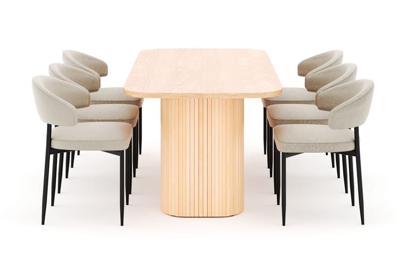 Kopparbo Matbord 200 cm med 6 Sawako Stolar - Natur - Möbler - Bord & matgrupper - Matgrupper