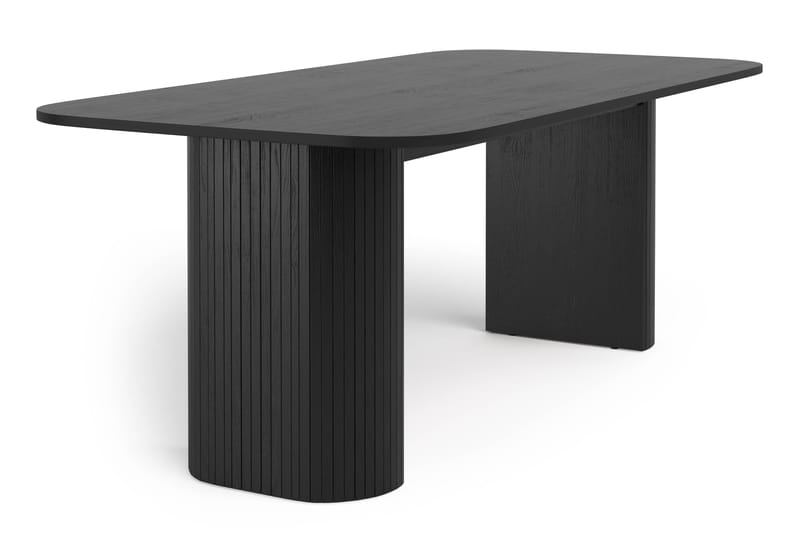 Kopparbo Matbord 200 cm med 6 Winston Matstolar, Svart / Beige / Metallben Svart