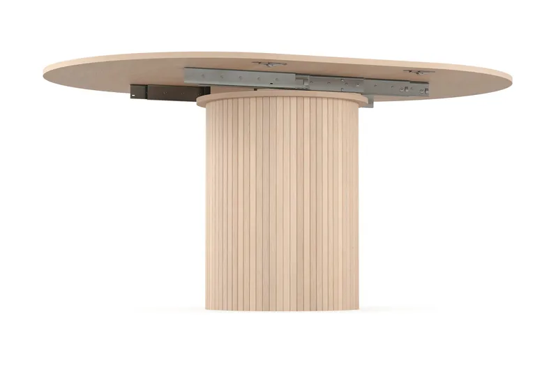 Kopparbo Ljust Runt Matbord 106 cm Förlängningsbart med illäggsskiva - Vitlaserat Ek / Trä - Möbler - Bord & matgrupper - Matbord & köksbord