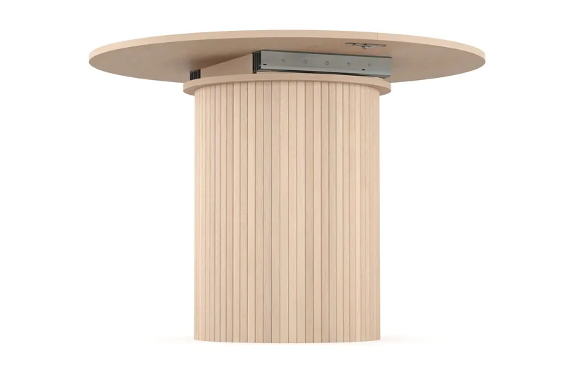 Kopparbo Ljust Runt Matbord 106 cm Förlängningsbart med illäggsskiva - Vitlaserat Ek / Trä - Möbler - Bord & matgrupper - Matbord & köksbord