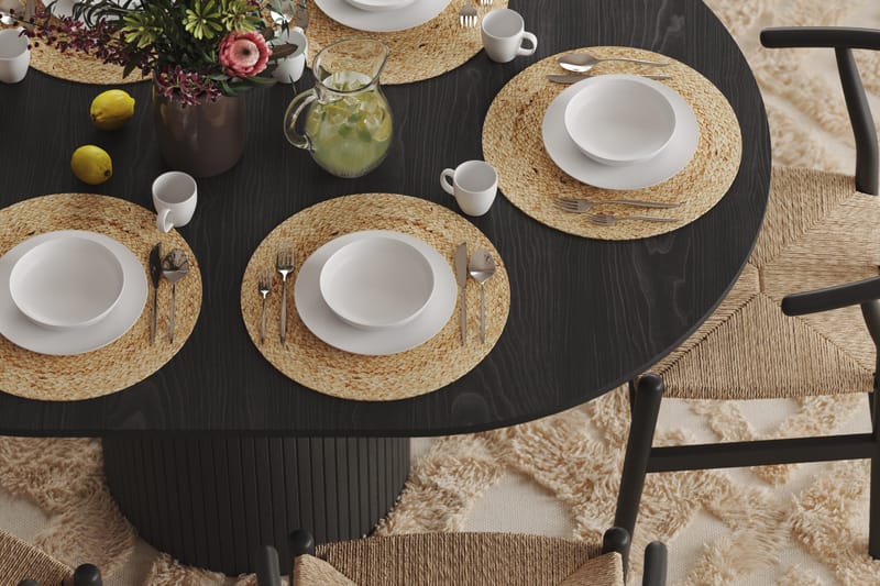 Kopparbo Matbord Runt 106-156 cm Förlängningsbart - Svart trä - Möbler - Bord & matgrupper - Matbord & köksbord