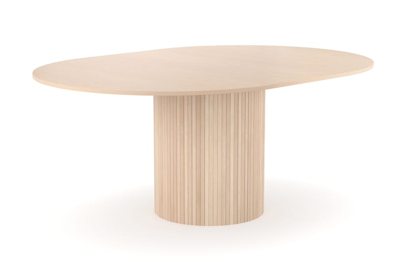 Kopparbo Runt Matbord 130 cm Förlängningsbart med illäggsskiva - Vitlaserat Ek / Ljusbeige - Möbler - Bord & matgrupper - Matbord & köksbord