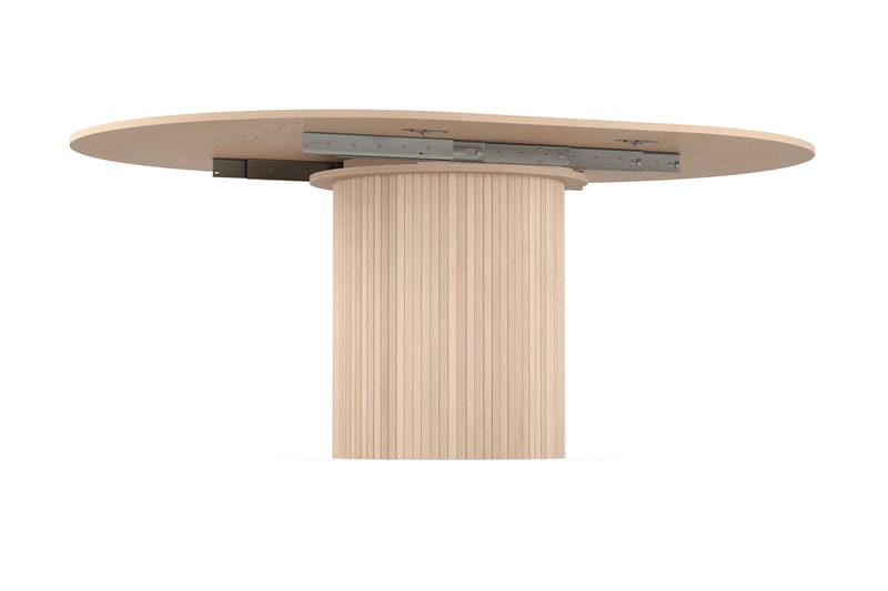 Kopparbo Runt Matbord 130 cm Förlängningsbart med illäggsskiva - Vitlaserat Ek / Ljusbeige - Möbler - Bord & matgrupper - Matbord & köksbord