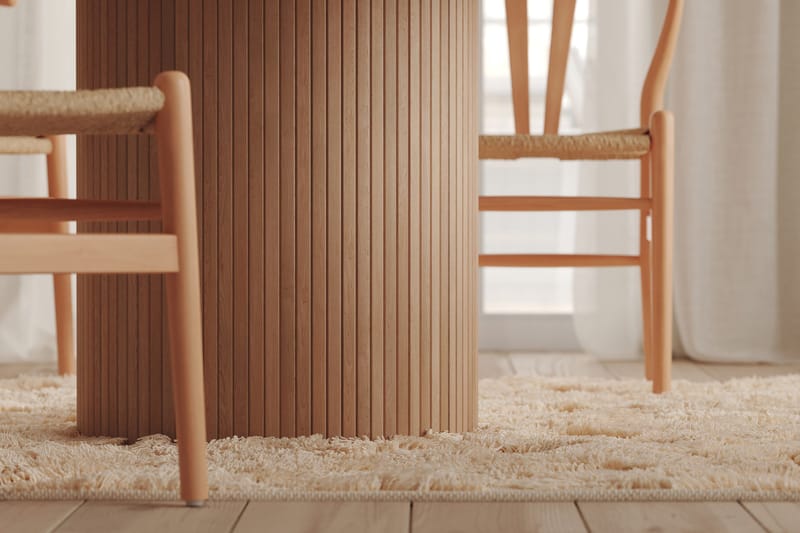 Kopparbo Runt Matbord 130 cm Förlängningsbart med illäggsskiva - Vitlaserat Ek / Ljusbeige - Möbler - Bord & matgrupper - Matbord & köksbord