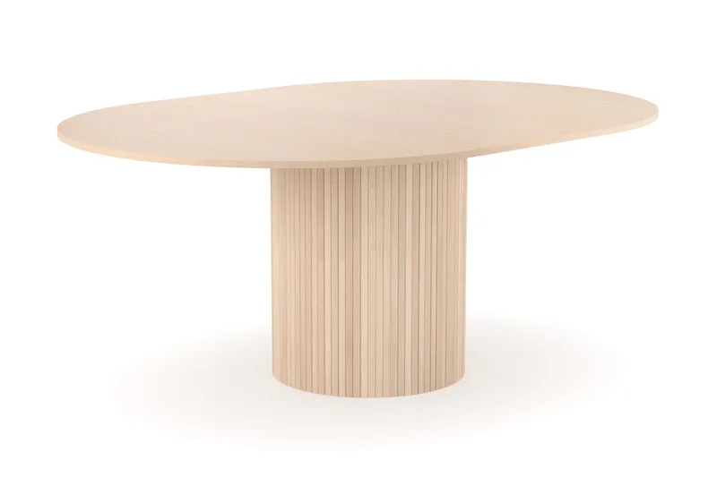 Kopparbo Runt Matbord 130 cm Förlängningsbart med illäggsskiva - Vitlaserat Ek / Ljusbeige - Möbler - Bord & matgrupper - Matbord & köksbord