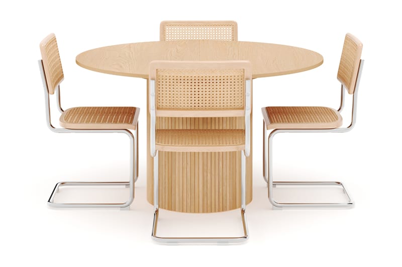 Kopparbo Matbord Runt 130 cm Förlängningsbart med 4 st Build Matstolar - Vit - Möbler - Bord & matgrupper - Matgrupper