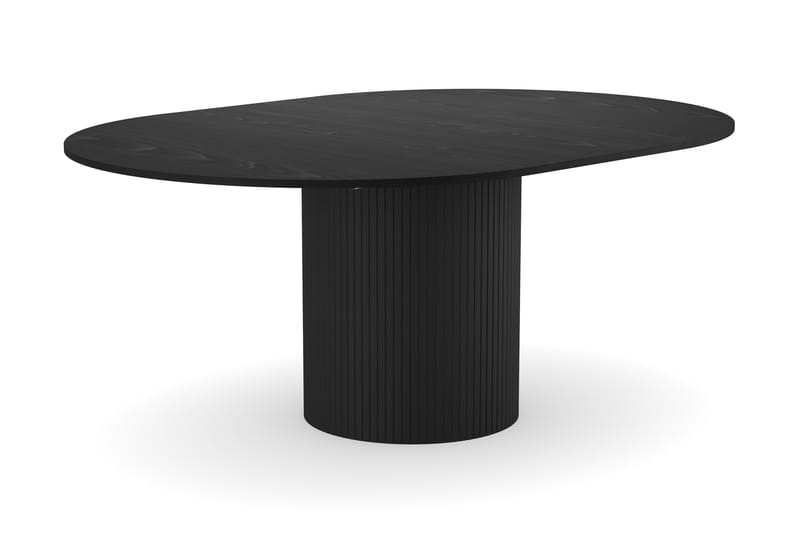 Kopparbo Runt Matbord 130 cm Förlängningsbar med illäggsskiva - Svart Trä / Ribbad - Möbler - Bord & matgrupper - Matbord & köksbord
