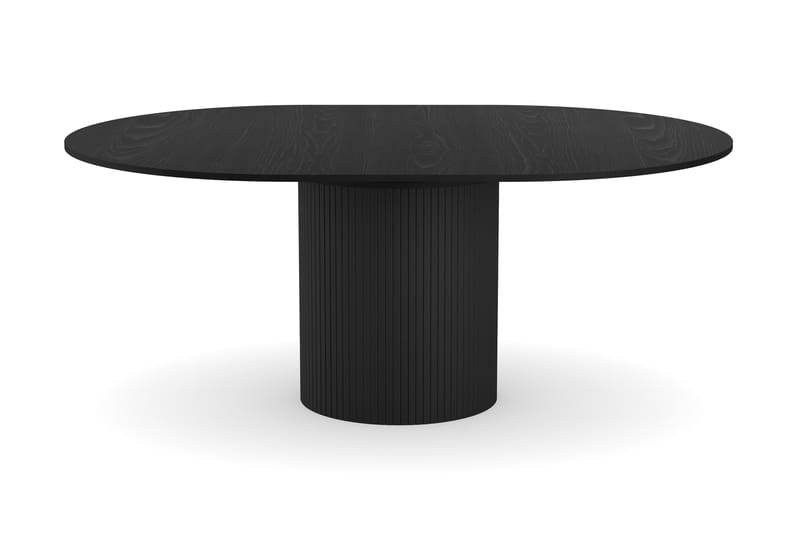 Kopparbo Runt Matbord 130 cm Förlängningsbar med illäggsskiva - Svart Trä / Ribbad - Möbler - Bord & matgrupper - Matbord & köksbord