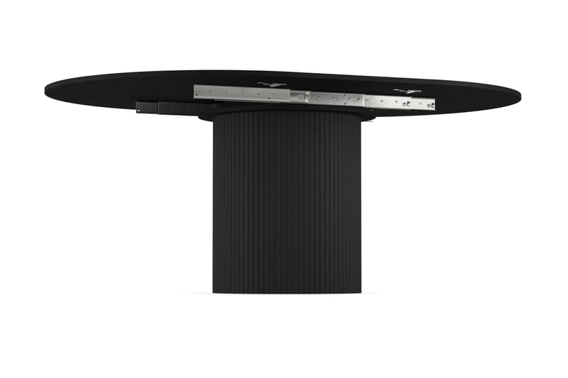 Kopparbo Runt Matbord 130 cm Förlängningsbar med illäggsskiva - Svart Trä / Ribbad - Möbler - Bord & matgrupper - Matbord & köksbord