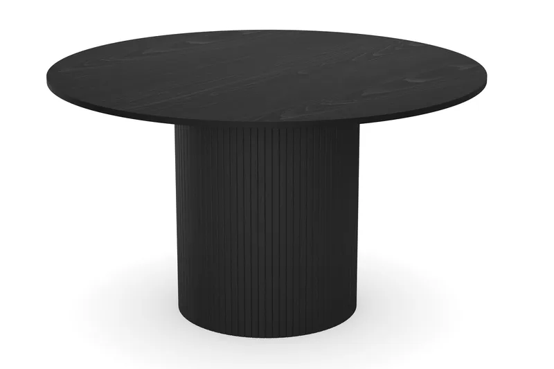 Kopparbo Runt Matbord 130 cm Förlängningsbar med illäggsskiva - Svart Trä / Ribbad - Möbler - Bord & matgrupper - Matbord & köksbord