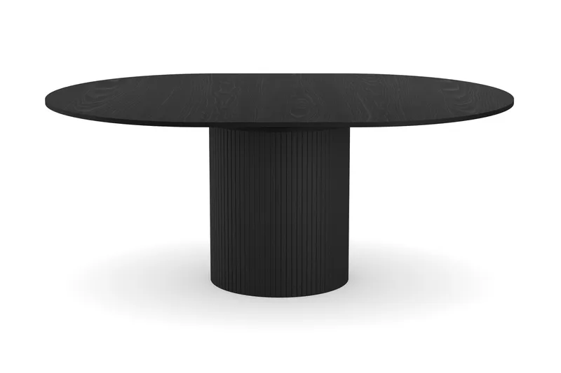 Kopparbo Runt Matbord 130 cm Förlängningsbar med illäggsskiva - Svart Trä / Ribbad - Möbler - Bord & matgrupper - Matbord & köksbord