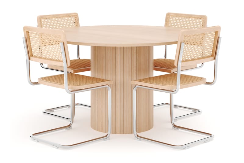 Kopparbo Matbord Runt 130 cm med 4 st Build Matstolar - Beige - Möbler - Bord & matgrupper - Matgrupper