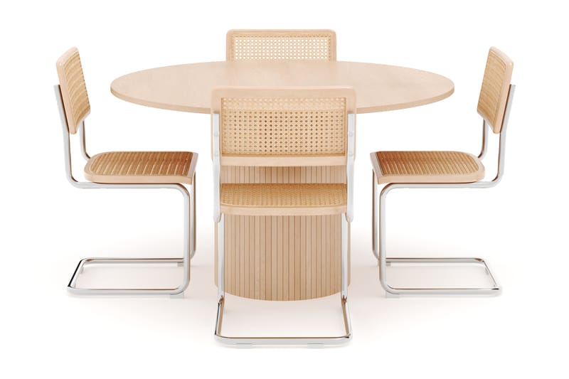 Kopparbo Matbord Runt 130 cm med 4 st Build Matstolar - Beige - Möbler - Bord & matgrupper - Matgrupper