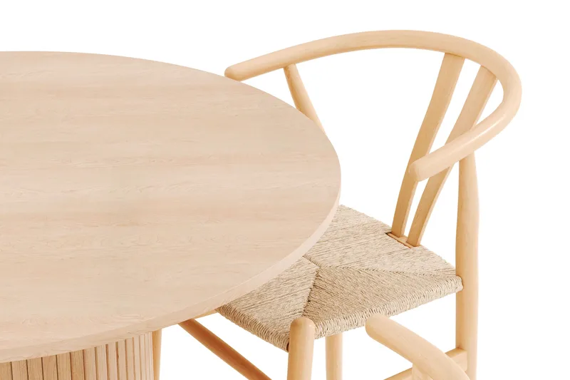 Kopparbo Matgrupp 106 cm Rund Förlängningsbart med 4 Dastoori Matstolar - Whitewash - Möbler - Bord & matgrupper - Matgrupper