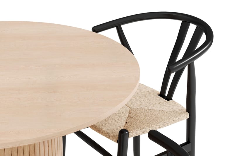 Kopparbo Matgrupp 106 cm Rund Förlängningsbart med 4 Dastoori Matstolar - Whitewash - Möbler - Bord & matgrupper - Matgrupper