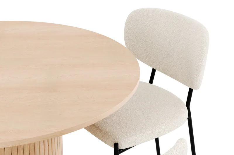 Kopparbo Matgrupp 106 cm Rund Förlängningsbart med 4 Gemmiano Matstolar - Whitewash - Möbler - Bord & matgrupper - Matgrupper