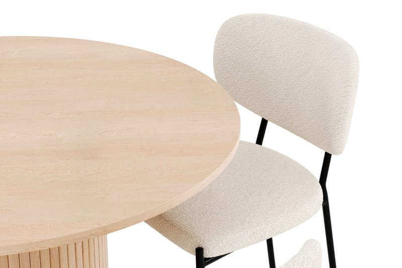 Kopparbo Matgrupp 106 cm Rund Förlängningsbart med 4 Gemmiano Matstolar - Whitewash - Möbler - Bord & matgrupper - Matgrupper