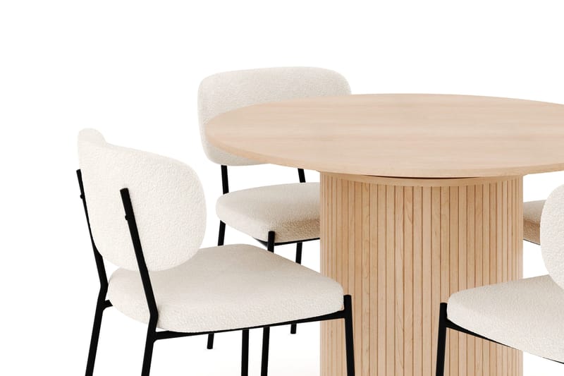 Kopparbo Matgrupp 106 cm Rund Förlängningsbart med 4 Gemmiano Matstolar - Whitewash - Möbler - Bord & matgrupper - Matgrupper