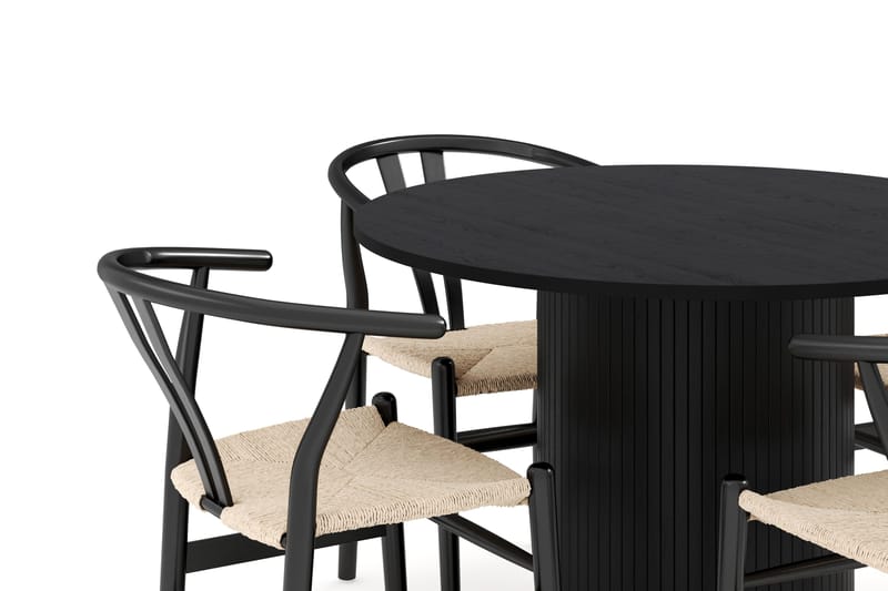 Kopparbo Matgrupp 106 cm Rund med 4 Dastoori Matstol - 2220067-4,2229318-1 - Svart - Möbler - Bord & matgrupper - Matgrupper