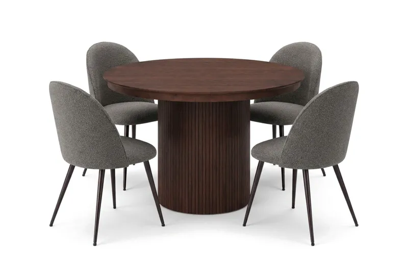 Kopparbo Matgrupp 120-220 cm förlängningsbart med 4 Nibe Plus Mastolar, Valnöt
