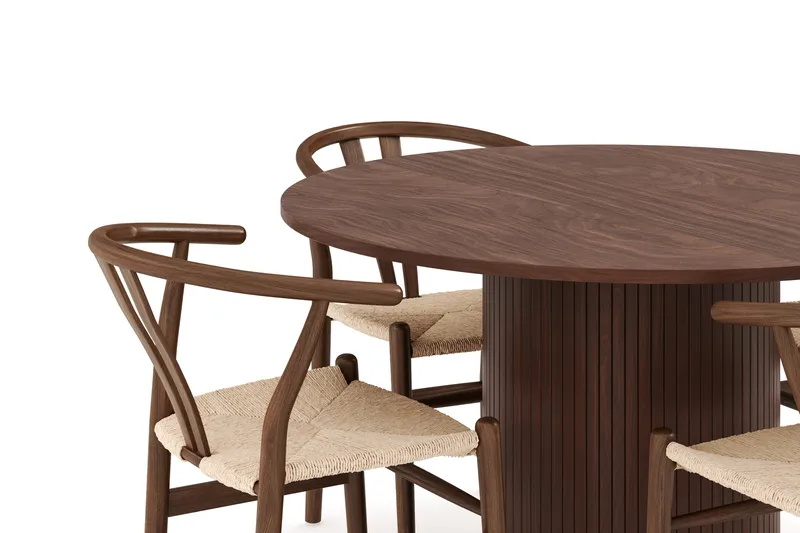 Kopparbo Matgrupp 120 cm Rund med 4 Dastoori Matstol - 2220070-4,2223290-1 - Mörkbrun - Möbler - Bord & matgrupper - Matgrupper