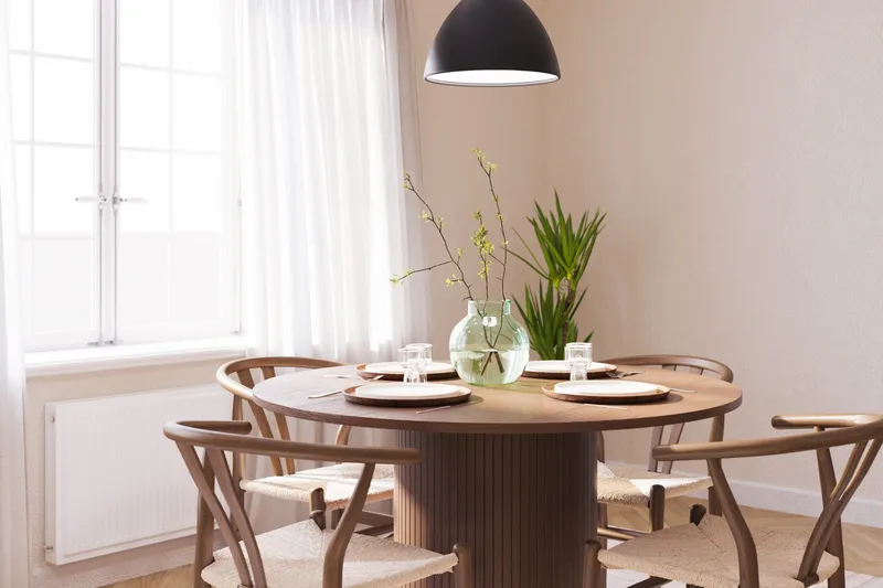 Kopparbo Matgrupp 120 cm Rund med 4 Dastoori Matstol - 2220070-4,2223290-1 - Mörkbrun - Möbler - Bord & matgrupper - Matgrupper