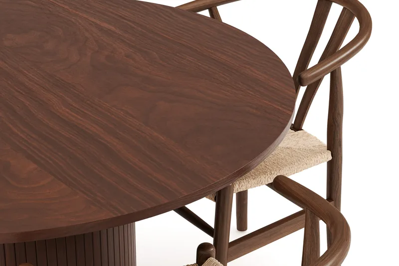 Kopparbo Matgrupp 120 cm Rund med 4 Dastoori Matstol - Mörkbrun - Möbler - Bord & matgrupper - Matgrupper