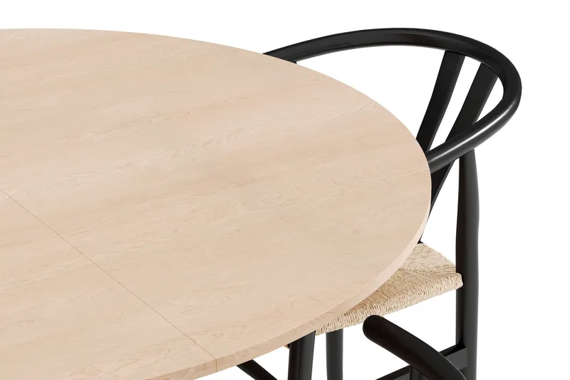 Kopparbo Matgrupp 130 cm Rund Förlängningsbart med 4 Dastoori Matstolar - Whitewash - Möbler - Bord & matgrupper - Matgrupper