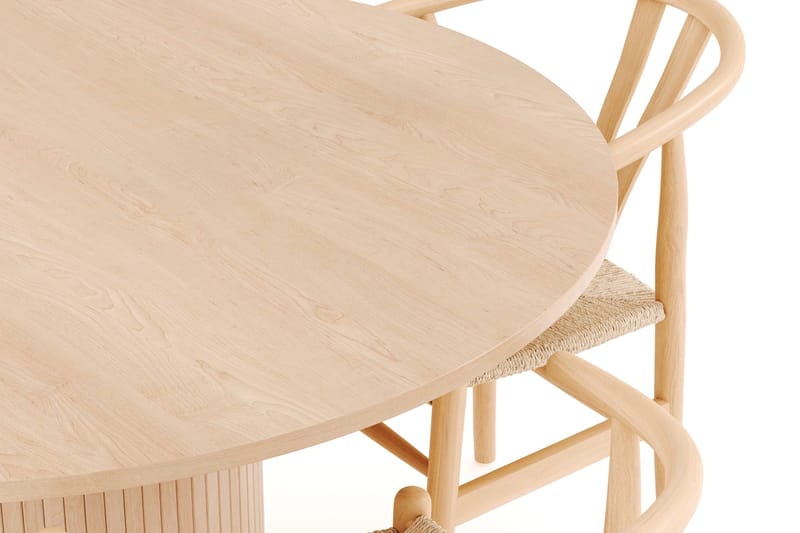 Kopparbo Matgrupp 130 cm Rund med 4 Dastoori Matstolar - Beige - Möbler - Bord & matgrupper - Matgrupper