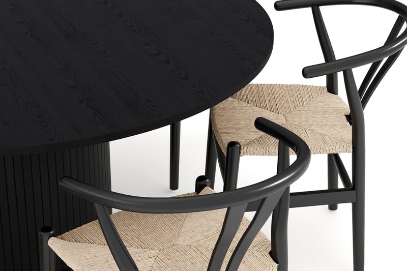 Kopparbo Matgrupp 150 cm Rund med 6 Dastoori Matstolar - Svart - Möbler - Bord & matgrupper - Matgrupper