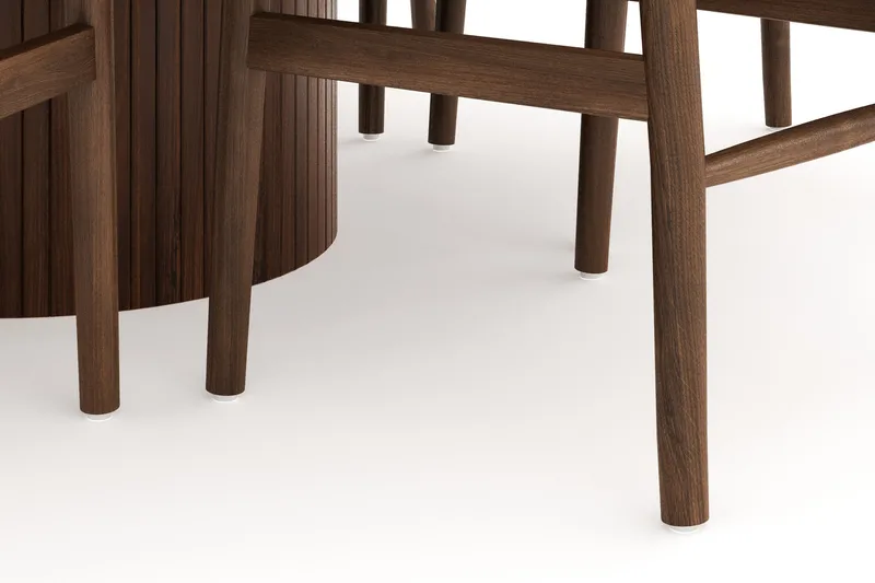 Kopparbo Matgrupp 150 cm Rund med 6 Dastoori Matstolar - Valnöt - Möbler - Bord & matgrupper - Matgrupper