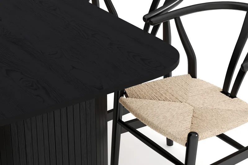 Kopparbo Matgrupp 160 cm med 6 Dastoori Matstol - 2220067-6,2229297-1 - Svart - Möbler - Bord & matgrupper - Matgrupper