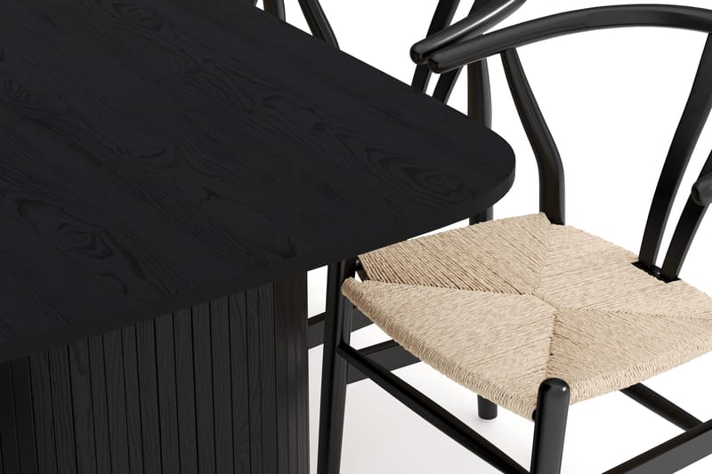 Kopparbo Matgrupp 160 cm med 6 Dastoori Matstolar - Svart - Möbler - Bord & matgrupper - Matgrupper