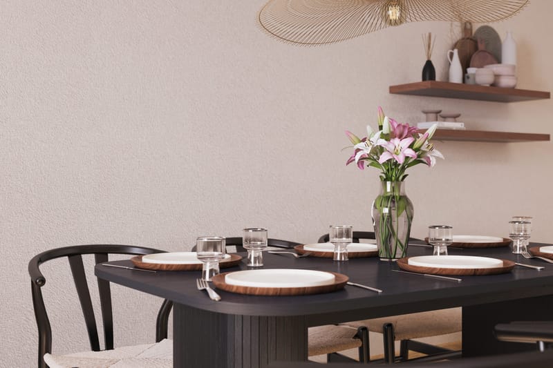 Kopparbo Matgrupp 160 cm med 6 Dastoori Matstolar - Svart - Möbler - Bord & matgrupper - Matgrupper