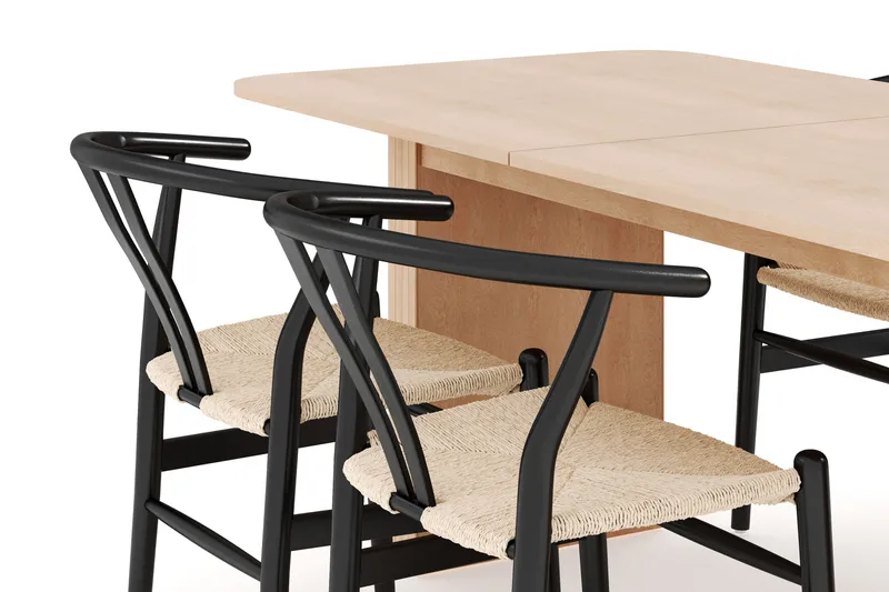 Kopparbo Matgrupp 180-240 cm Förlängningsbart med 4 Dastoori Matstolar - Whitewash - Möbler - Bord & matgrupper - Matgrupper