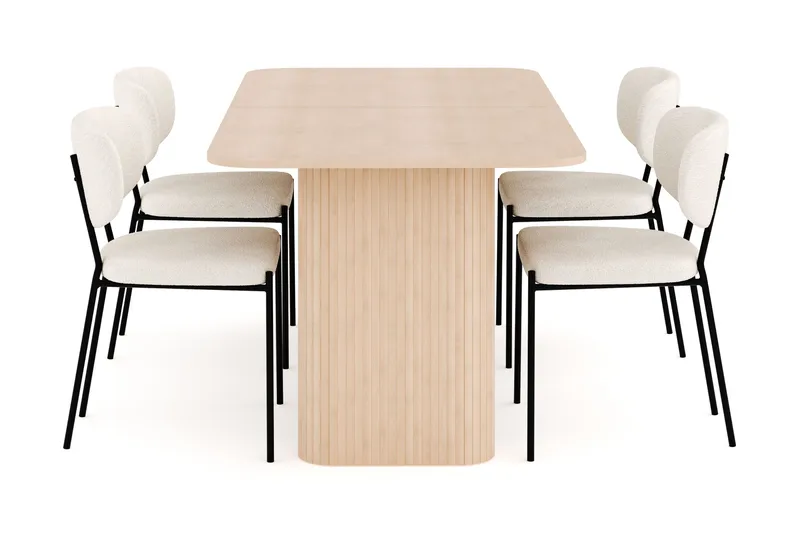 Kopparbo Matgrupp 180-240 cm Förlängningsbart med 4 Gemmiano Matstolar - Whitewash - Möbler - Bord & matgrupper - Matgrupper
