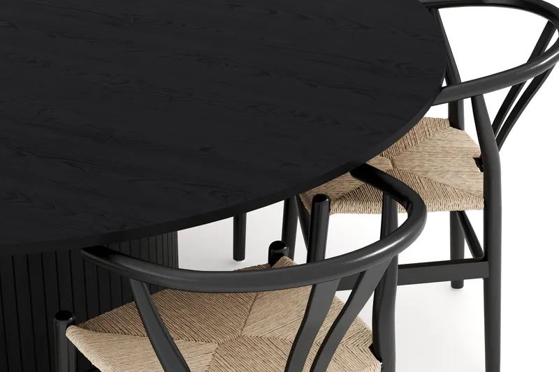 Kopparbo Matgrupp 180 cm med 6 Dastoori Matstol - 2220067-6,2223284-1 - Svart - Möbler - Bord & matgrupper - Matgrupper