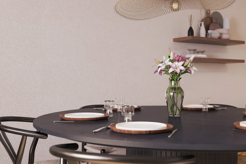 Kopparbo Matgrupp 180 cm med 6 Dastoori Matstol - 2220067-6,2223284-1 - Svart - Möbler - Bord & matgrupper - Matgrupper