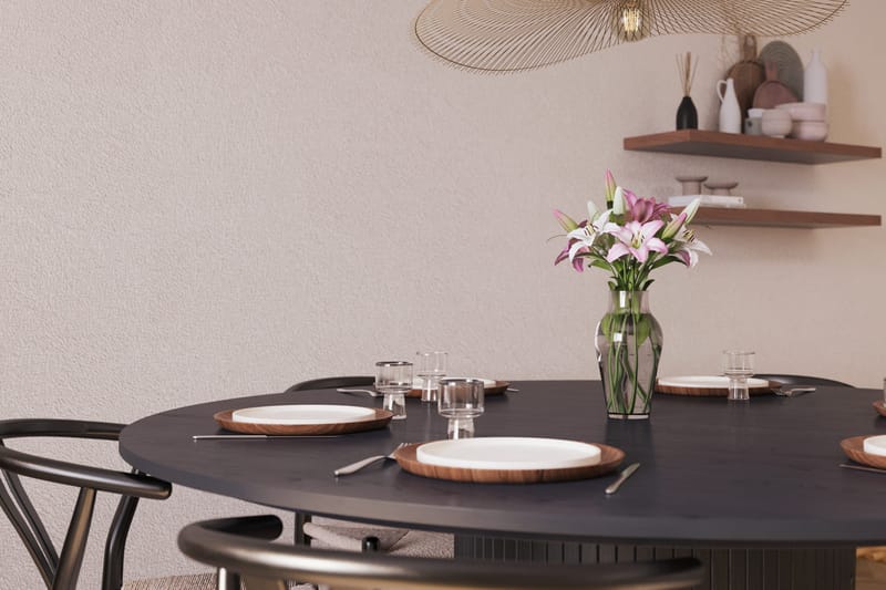 Kopparbo Matgrupp 180 cm med 6 Dastoori Matstol - 2220067-6,2223284-1 - Svart - Möbler - Bord & matgrupper - Matgrupper