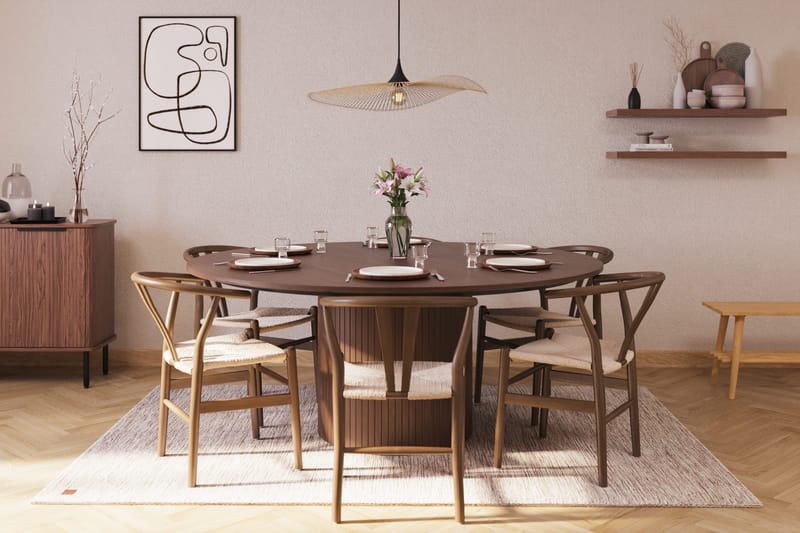 Kopparbo Matgrupp 180 cm med 6 Dastoori Matstol - 2220070-6,2223282-1 - Valtnöt - Möbler - Bord & matgrupper - Matgrupper