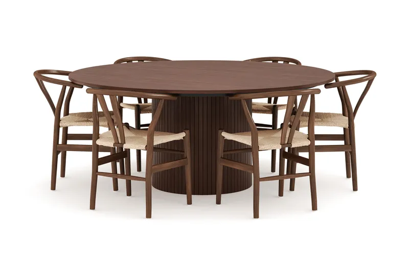 Kopparbo Matgrupp 180 cm med 6 Dastoori Matstol - 2220070-6,2223282-1, Valtnöt