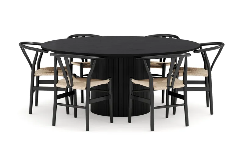 Kopparbo Matgrupp 180 cm med 6 Dastoori Matstolar - Svart - Möbler - Bord & matgrupper - Matgrupper