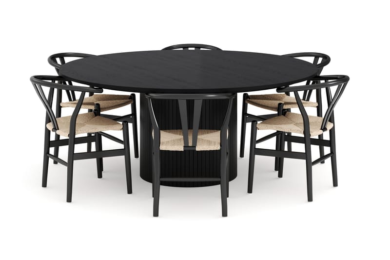 Kopparbo Matgrupp 180 cm med 6 Dastoori Matstolar - Svart - Möbler - Bord & matgrupper - Matgrupper